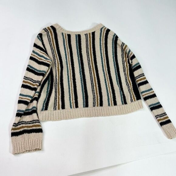 Salt Water Luxe Sweater Womens XS Cream & Black Striped Beachy Knitted Pullover - Picture 7 of 9